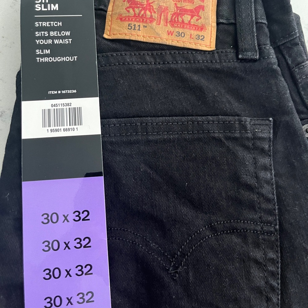 Levi's 511 30x32 Slim Stretch Men’s Jeans - Black - Picture 1 of 2